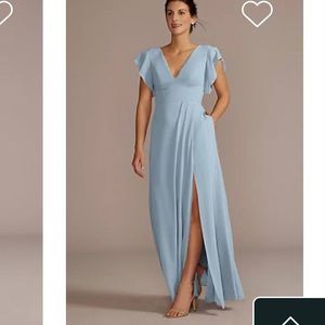 Dusty blue bridesmaids dress
